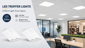 2x4 LED Troffer Light, 50W, 5000K, Dimmable Panel Light