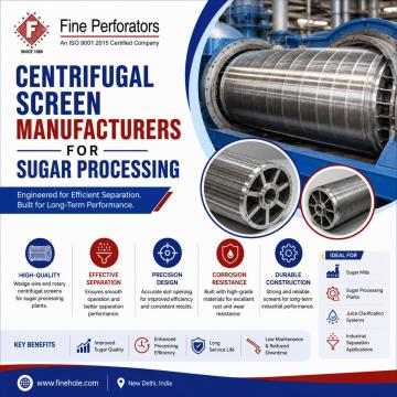 Centrifugal Screen Manufacturers for Sugar Processing