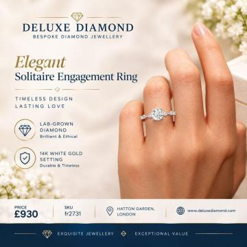 Elegant White Gold Hidden Halo Lab-Grown Diamond Engagement Ring
