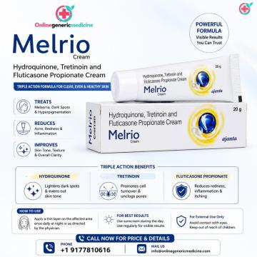 Melrio Cream for Melasma | Hydroquinone Fluticasone Tretinoin Triple Combination Cream