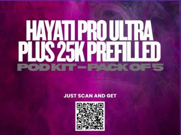 Hayati Pro Ultra Plus 25K Prefilled Pod Kit – Pack of 5