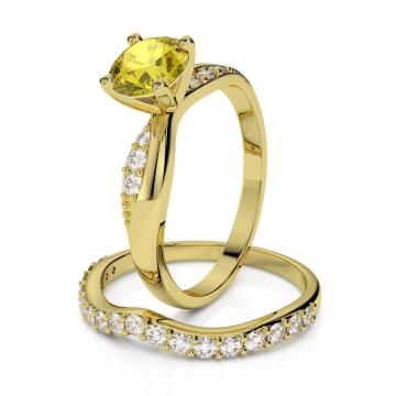 Yellow Sapphire Ring Wedding Set