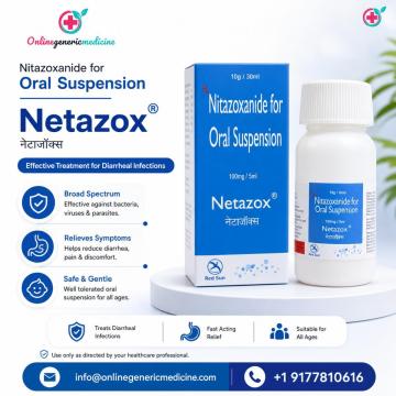 Netazox Oral Suspension (Nitazoxanide) | Antiparasitic Medicine for Intestinal Infections