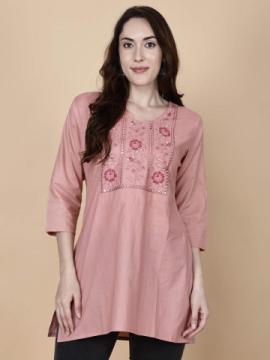 Stylish Onion Pink Short Kurti – Elegant Comfort by Pretty Lady | ₹1,285