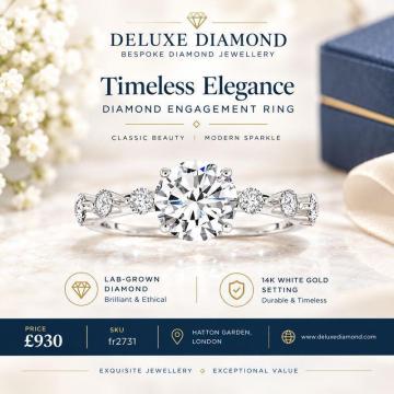 Elegant White Gold Hidden Halo Lab-Grown Diamond Engagement Ring