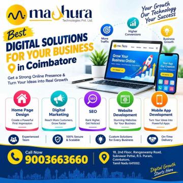 Mobile App Development, Website Design in Coimbatore - Madhura Technologies