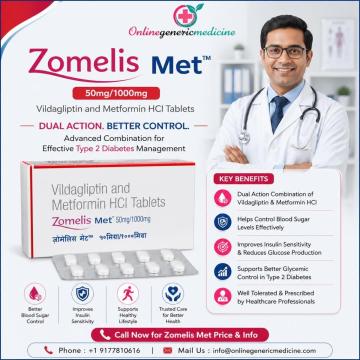Buy Zomelis Met (Vildagliptin + Metformin) in affordable price at OnlinegGenericMedicine