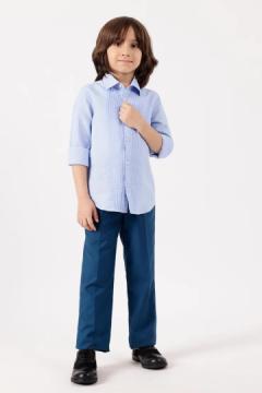 One Friday Boys’ Blue Woven Shirt – Regular Fit, Full Sleeves