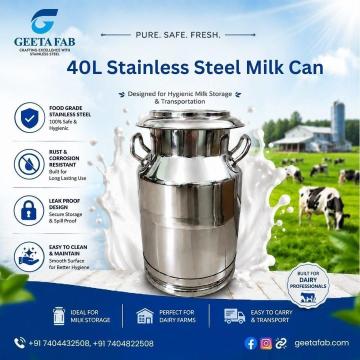 40 Ltr Stainless Steel Milk Can | Dairy Equipment Supplier