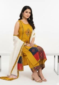 Mustard Yellow Women’s Ethnic Wear – Printed suit set at ₹1999