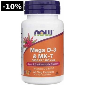 NOW Foods Mega D3 & MK-7 – 5000 IU Vitamin D µg K2 (MK-7)