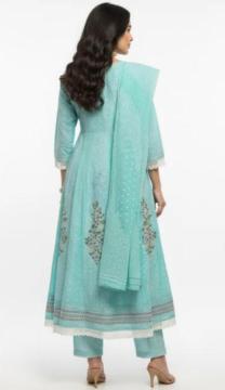 Aqua Blue Office Wear Kurta Set – Elegant pastel suit at ₹1699