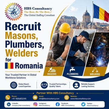 Recruit Asian Masons, Plumbers & Welders for Romania
