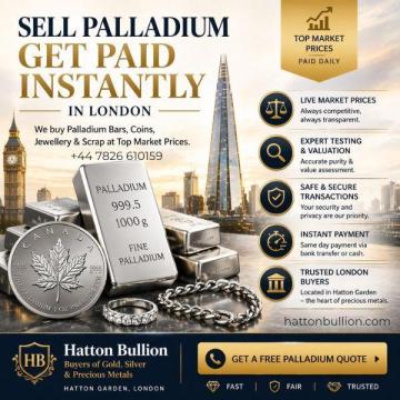 Sell Palladium in London - Get Top Market Rates Instantly