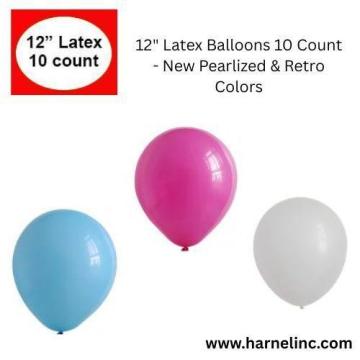 12" Latex Balloons 10 Count - New Pearlized & Retro Colors