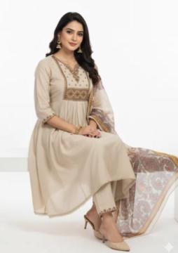 Beige Women’s Kurta Set – Soft neutral Indian wear at ₹1999