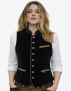 Womens Black Velvet Trachten Waistcoat
