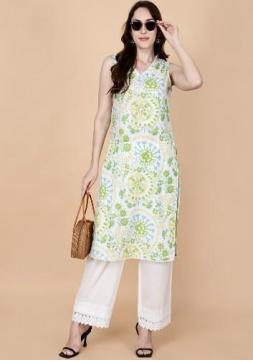 Online Buy 2 Piece Floral Green Suit – Elegant Style with PrettyLady