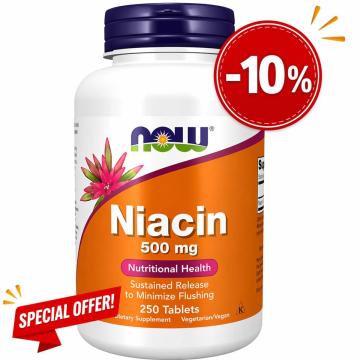 Now Foods Niacin 500 mg Vitamin B3, 250 Capsules – Energy, Nervous System & Heart Support