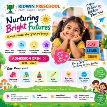 Kidwin Preschool in Chennai | Montessori Play School & Nursery!