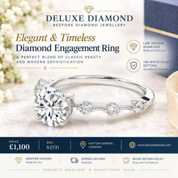 Elegant White Gold Hidden Halo Lab-Grown Diamond Engagement Ring