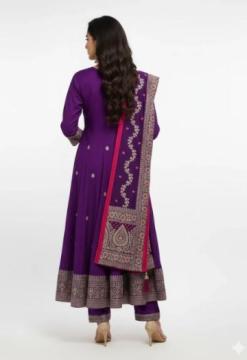 Royal Purple Embroidered Anarkali Suit Set | Indian Partywear Rs. 2499