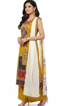 Mustard Yellow Women’s Ethnic Wear – Printed suit set at ₹1999