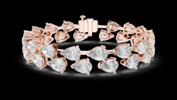 Luxury Hirvagems Pear-Cut Moissanite Tennis Bracelet in 14K Rose Gold