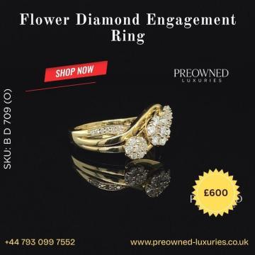 Buy Gold Flower Diamond Ring Pre-Owned Best Value UK