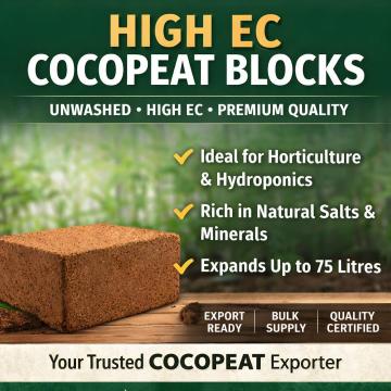 High EC Cocopeat Blocks for Sale – Bulk Supply from India