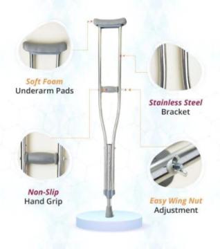 SNUG360 Underarm Walking Crutches | Adjustable Stainless Steel Crutches
