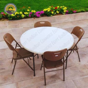 Portable folding indoor-outdoor furniture set with a briefcase table and four chairs