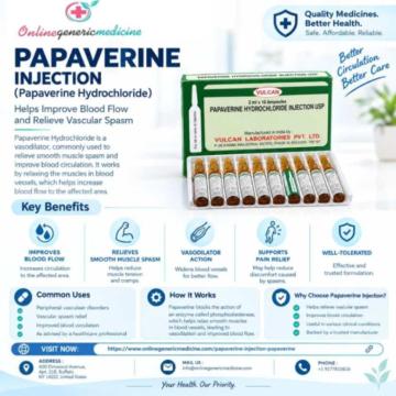 Papaverine Injection (Papaverine Hydrochloride) | Online Generic Medicine