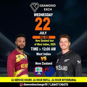Diamondexch ID 5th ODI West Indies vs New Zealand