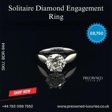 Buy Stunning Platinum Solitaire Diamond Engagement Ring Online UK