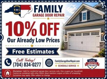 Save 10% on Garage Door Repair in Charlotte, NC!