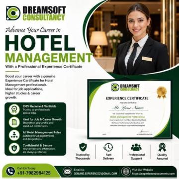 Experience Certificate for Hospitality and Hotel Professionals