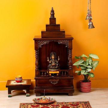 Buy Wooden Pooja Mandir Online for Home | Premium Teak Wood Temple Design