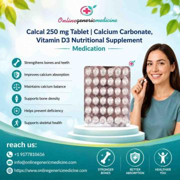 Calcal 250 mg Tablet | Calcium Carbonate & D3 for Healthy Bones