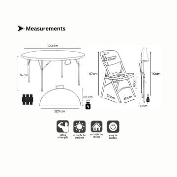 Portable folding indoor-outdoor furniture set with a briefcase table and four chairs