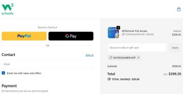 20% OFF W3 Schools Sitewide