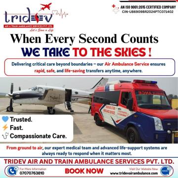Tridev Air Ambulance Services in Delhi with Critical Care Facilities